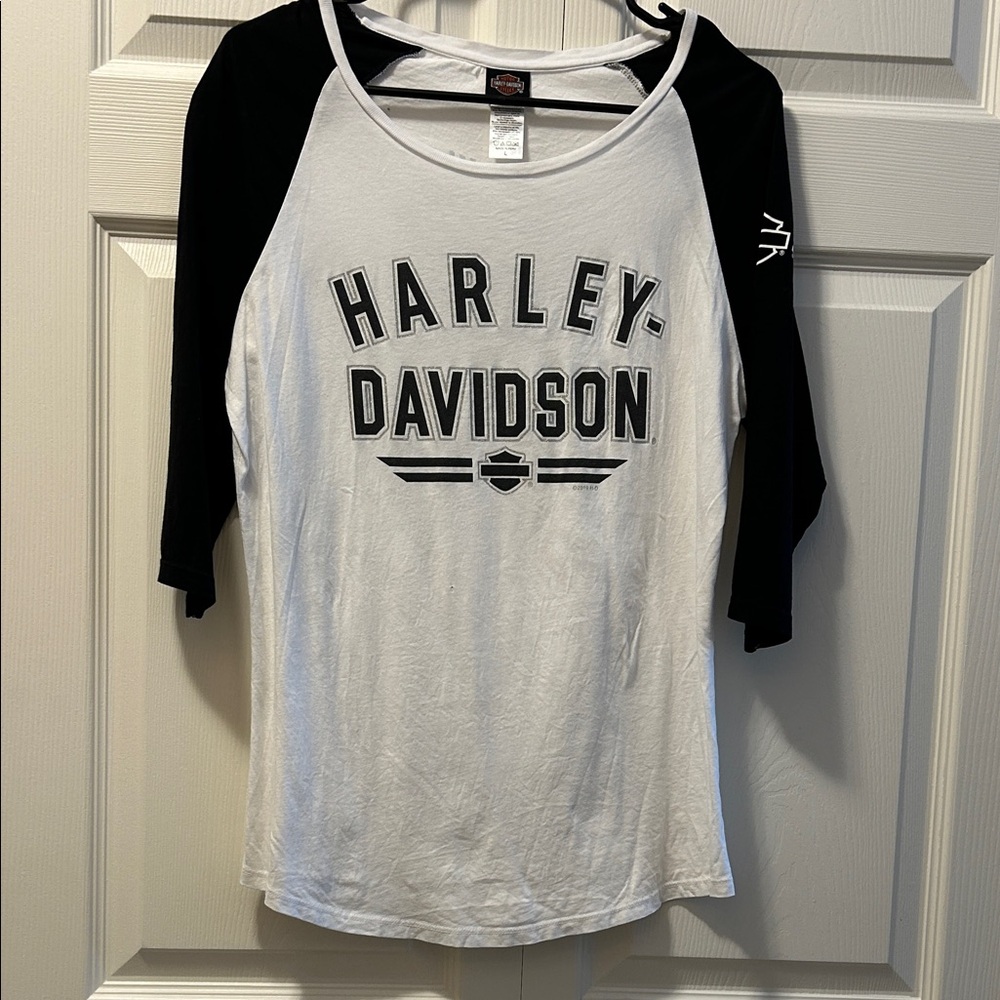 Harley-Davidson Black and White 3/4  tee